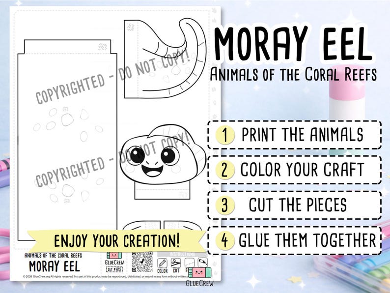 Moray Eel Paper Craft Activity with DIY Marine and Coral Reefs Animal Craft Perfect for Classroom Projects and Home School imagen 2