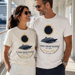T-shirt voor een cruise naar de totale zonsverduistering in Spanje in 2026, T-shirt voor een zonsverduistering op zee tijdens een familievakantie, bijpassend cadeau voor een cruise, souvenir van 12 augustus