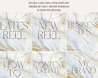 Canva Reel Cover Templates, Neutral Instagram Reel Covers, Editable Canva Templates, Instant Download, Luxury Minimal Design