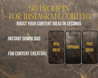 50 Instagram Content Prompts | Post Caption & Reel Ideas | Social Media Content Guide | Digital Download