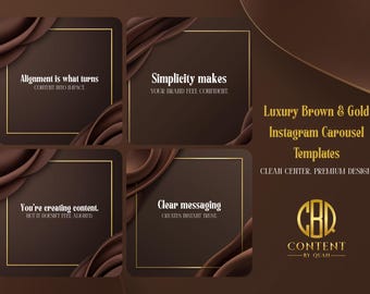 Luxury Instagram Carousel Templates | Brown & Gold Canva Templates | Minimal Instagram Post Design | Editable social media templates