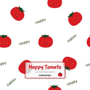 Tomato Seamless Pattern, Kids Fabric Design, Red Fruit Digital Paper (300DPI JPG)