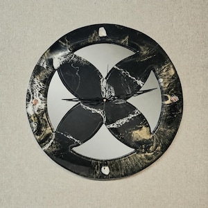 Luxury Resin Wall Clock 50cm with Mirror and Natural Stones – Black & Gold Modern Statement Clock, Handmade Unique Wall Decor
