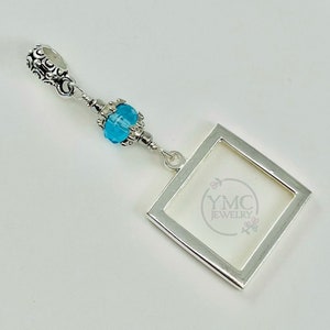 Something Blue Bridal Bouquet Photo Charm,Bridal Wedding Bouquet Photo Charms Sentimental Wedding Keepsake,Blue Bouquet Charm-BC016