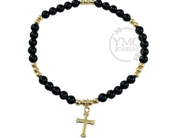 ブラックオニキスブレスレットセット • ビーズブレスレットスタック