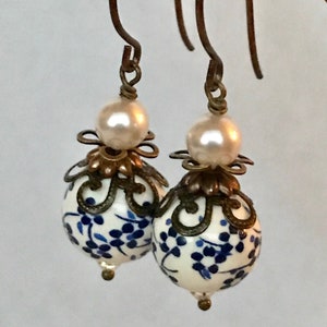 Porcelain Earrings,Ceramic Earrings,Bridesmaids Gifts Earrings,20Th Year Anniversary Wedding Jewelry,18TH Year Anniversary Wedding Jewelry