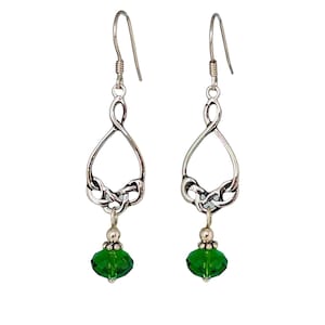Sterling Silver Celtic Green Earrings,Celtic Dangle,Irish Earrings,St. Patrick&#39;s Day,Dainty Celtic Earrings,Celtic Earrings,Green Earrings
