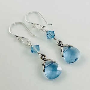 Aquamarine Blue Crystal Briolette Earrings,Blue Crystal EarringBridesmaids Git Set Earrings,Wedding Bridal Earrings,Mother of Bride Earrings