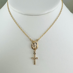 Gold Filled Virgin Mary Medal Necklace,Blessed Mother Rosary Necklace,Miraculous Medal Pendant Necklace,Religious Jewelry,Layering Necklace