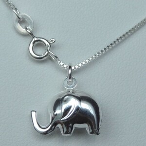 Sterling Silver Tiny Puff Elephant Charm Necklace,Small Elephant Necklace, Lucky Charm Necklace,Adult and Children's Elephant Jewelry image 1