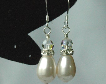 Bridal Crystal Pearl Earrings,Bridesmaid Gift Set Earrings,Bridesmaid Custom Pearl Earrings,Wedding Bride Bridal Drop Earrings,Wedding Pearl
