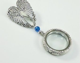 Memorial Photo Angel Wings Bridal Wedding Bouquet Charm Rhinestone Pin,Message Quote Charm,Gift for Groom,Lapel Boutonniere Graduation Pin