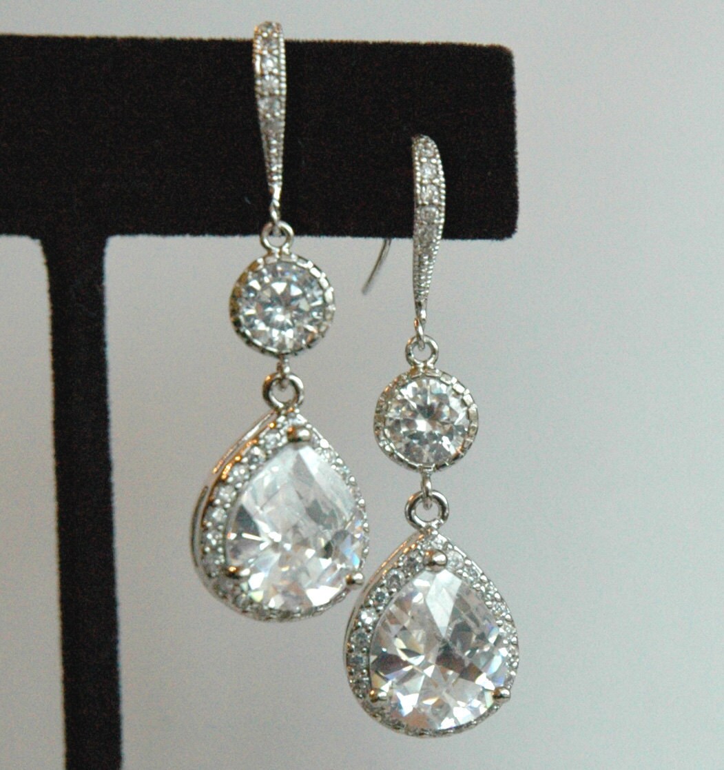 Cubic Zirconia Knot Swarovski Crystal Drop Post Stud Dangle Etsy
