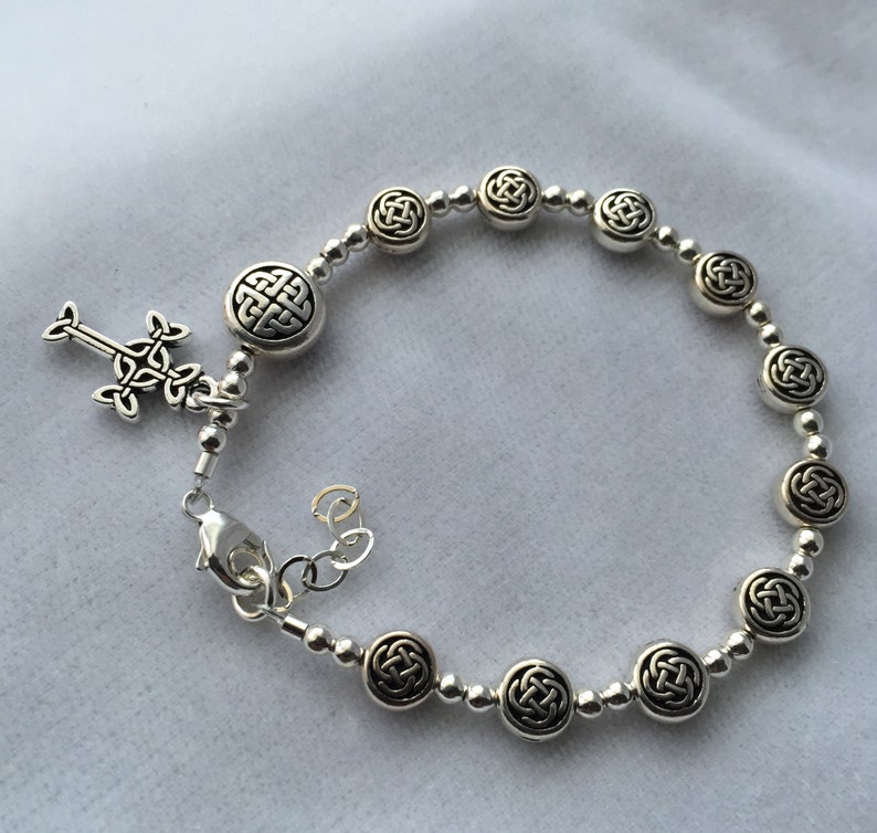 Celtic Rosary Bracelet, Sterling Silver Celtic Rosary Bracelet, One ...