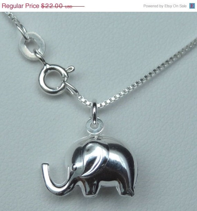Sterling Silver Tiny Puff Elephant Charm Necklace,Small Elephant Necklace, Lucky Charm Necklace,Adult and Children's Elephant Jewelry image 1