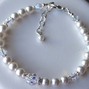 Sparkly Crystal Rhinestone Pearl Bracelet For Bride,Bridesmaids Jewelry Bracelet,Wedding Pearl Bracelet,Bridal Pearl Bracelet,Bride Bracelet