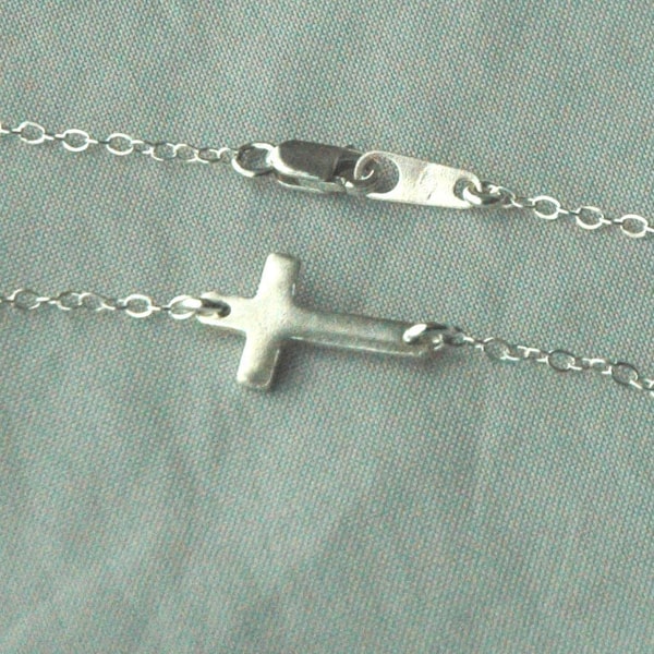 Sterling Silver Sideways Cross necklace,sideways necklace,dainty religious communion necklace Celebrity Necklace inspired by Vanessa Hudgens