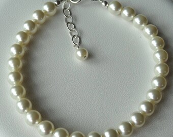 Bride Simple Crystal Pearl Bracelet,Bridesmaids Pearl Gift Set Bracelet,Wedding PEarl Bracelet,Bridal Pearl Bracelet,Bridesmaid Gift Jewelry