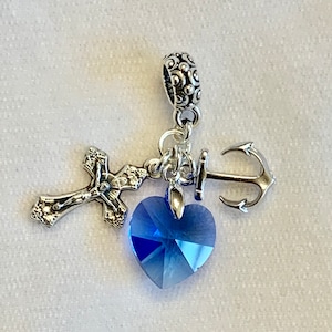 Faith Hope Charity-Cross Anchor Heart Charm,Something Blue Bouquet Charm,Wedding BouquetCharm,Religious Bouquet Charm,Catholic Bouquet Charm
