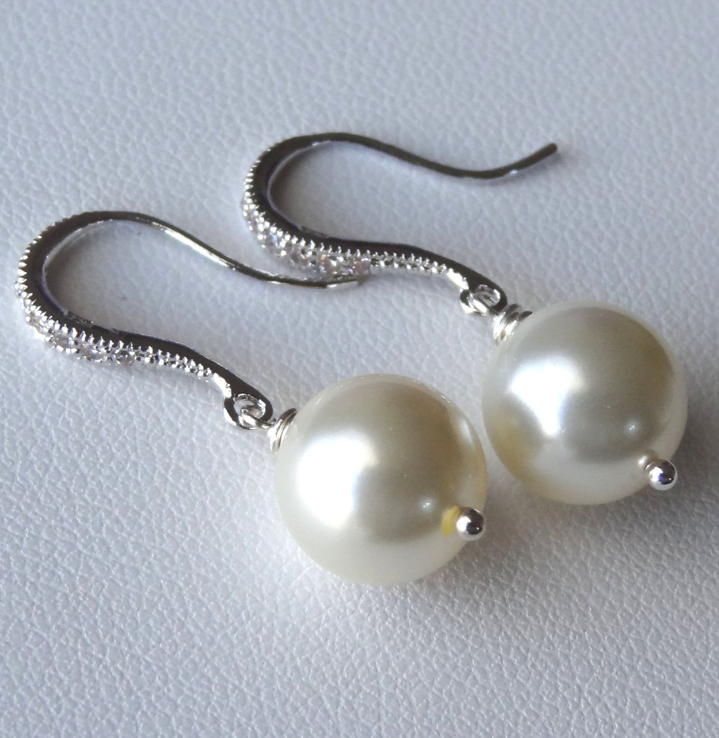 Sterling Silver Cubic Zirconia Pearl Bow Earrings main image 1