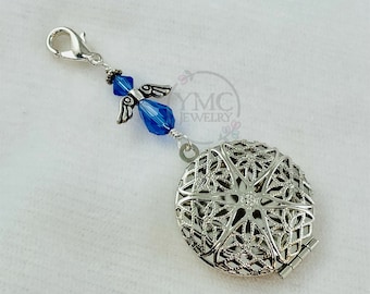 Amuleto de medallón con ramo de algo azul, amuleto de medallón conmemorativo de boda personalizado azul, regalo para hija en el día de la boda, de madre a novia