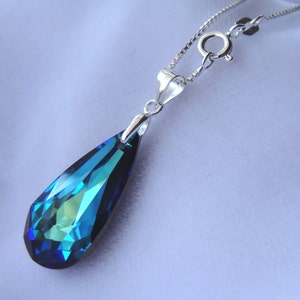 Bermuda Blaue Tropfen Anhänger Halskette,Brautjungfern Pfau Halskette,Brautjungfern Geschenk Set Halskette,Braut Braut Hochzeit Pfau Teal Halskette