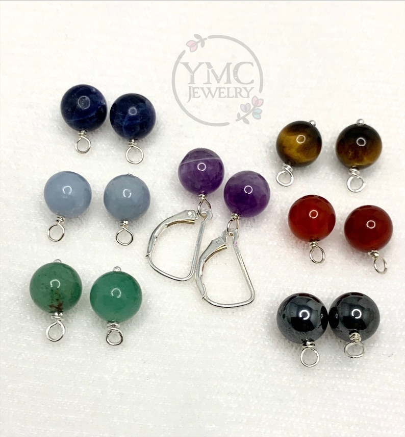 Interchangeable Leverback Chakra Earrings-7 Pairs,Interchangeable Chakra Charms,Interchangeable Earrings,Gemstone Chakra Healing Earrings image 1