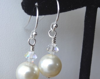 Crystal Pearl Earrings,Bridesmaids Git Set Earrings,Bridesmaids Earrings,Wedding Pearl Earrings,Bride Pearl Earrings,Bridal Pearl Earrings