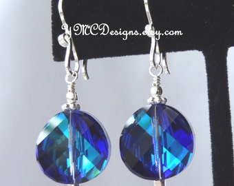 Pendientes de cristal azul Bermuda,Pendientes de damas de honor,Pendientes de boda novia novia pavo real,Pendientes para novia madre de novio cuelgan