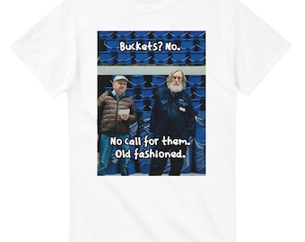 Small Prophets TV Comedy. Michael Sleep. "Buckets? No.", Blue Bucket, Pearce Quigley, Humorous T Shirt, Homunculi