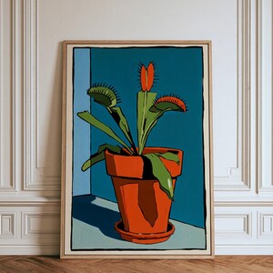 Venus Flytrap Pot Print, Bold Botanical Plant Wall Art