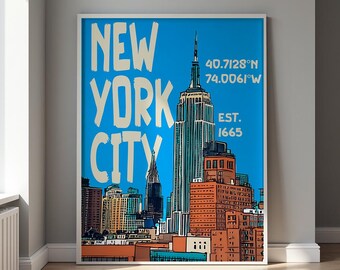 New York City Empire State Building Comic Style Art Poster – Stylish Wall Print