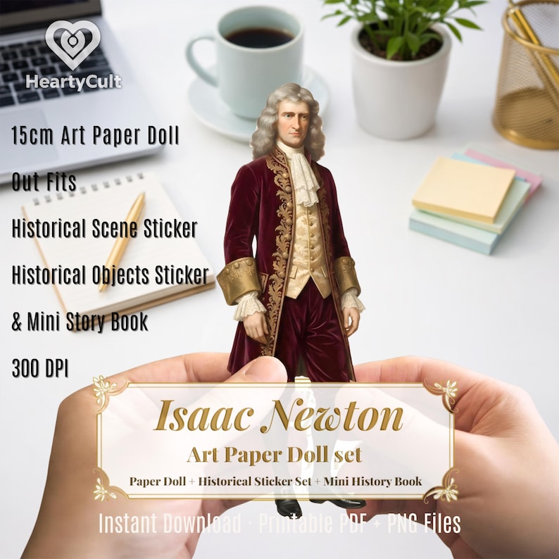 Isaac Newton Art Paper Doll Set | Historical Figure, Educational Craft ...