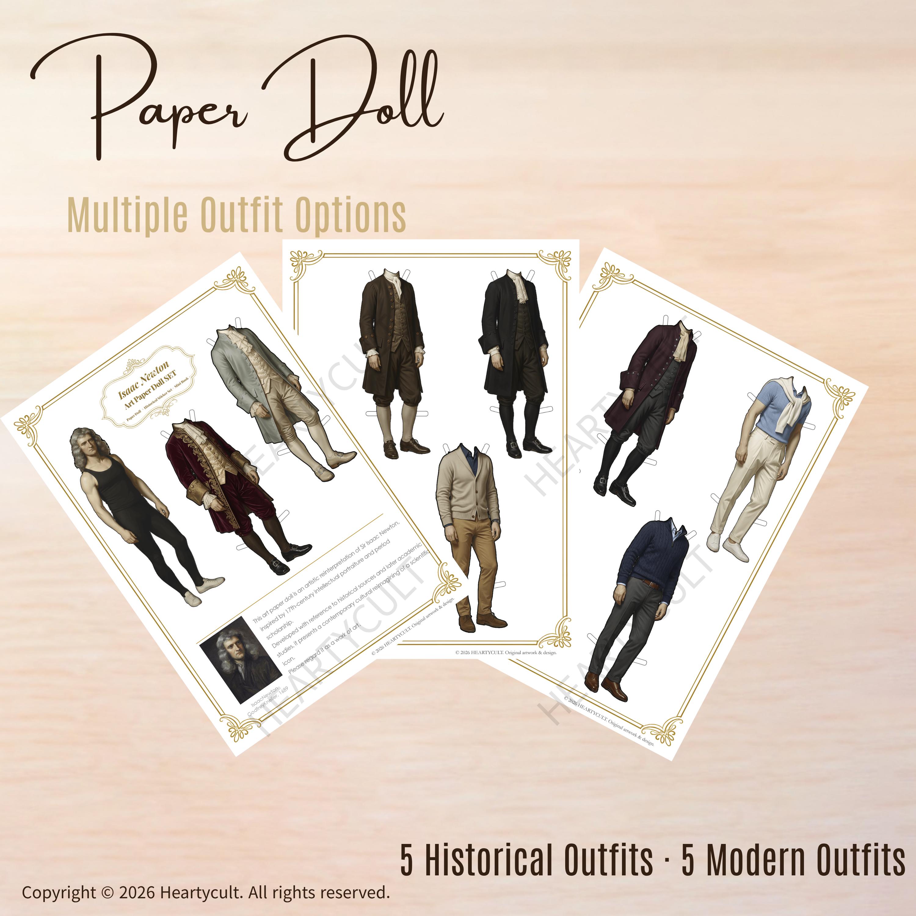 Isaac Newton Art Paper Doll Set | Historical Figure, Educational Craft ...