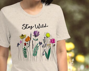 Wildflower Shirt Women: 'Stay Wild' Triblend Botanical Tee