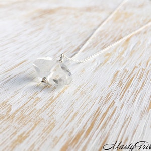 Quartz Necklace, Sterling Silver Jewelry, April Birthstone Jewelry, Clear Quartz Jewelry, Silver Necklace, Crystal Jewelry, Gift for Her