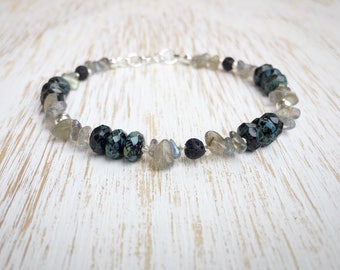 Labradorite Bracelet, Fine Silver Jewelry, Boho Bracelet, Boho Jewelry, Gemstone Jewelry, Labradorite Jewelry, Sterling Silver Bracelet