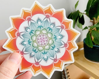 Mandala Sticker | 4” Vinyl Sticker | Weatherproof Scratch-resistant Dishwasher Safe Stickers