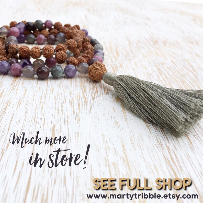 Healing Crystal Bracelet Boho Bracelets Rose Quartz Lepidolite Hematite Bracelet Stack Set of 3 Stretchy Bracelets Gemstone Bracelet
