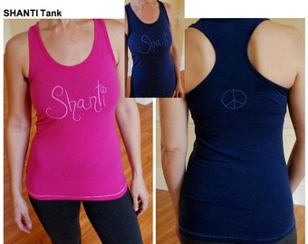 Yoga Tank, Yoga Shirt, Shanti Tank, Shanti Shirt, Bamboo Tank, Bamboo Yoga Clothes, Eco Clothing, Eco Yoga Wear, Peace Shirt, Pink Tank Top