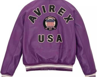 Avirex USA Leather Bombor Jacket, Cowsoft Leather Outerwear, American Flight Icon
