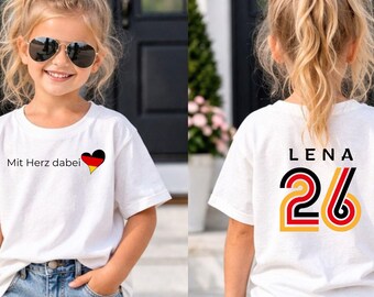 Gepersonaliseerd voetbalshirt met naam, Duitsland shirt "Met hart" - fan T-shirt voor kinderen, bijpassende familielook