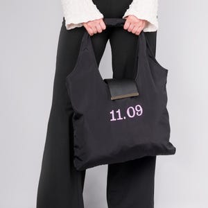 Personalized Packable Tote Bag, Custom Name Embroidery, Foldable Shopping Bag, Bridesmaid Gift, Travel Bag, Embroidered Name Bag