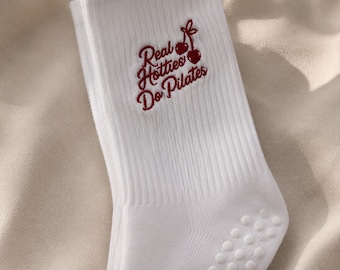Personalisierte Pilates Socken | Individuelle Socken mit Stickerei | Socken mit Strukturmuster | Studio Logo Socken |  Ästhetisches Wellness Geschenk