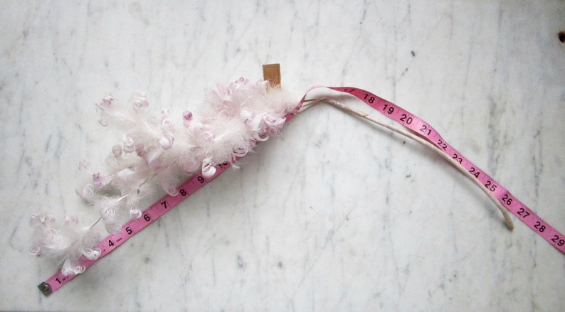 delicate lavender and white ethereal fluffy plume .. vintage millinery supply from Germany c 14 inches 3 branches 1940s or so ..