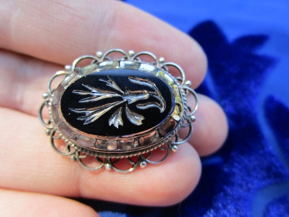 intriguing Hecho en Mexico pin, mourning brooch? … - image 1