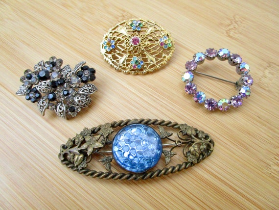 brooch wardrobe: 4 colorful, sparkly rhinestone v… - image 1