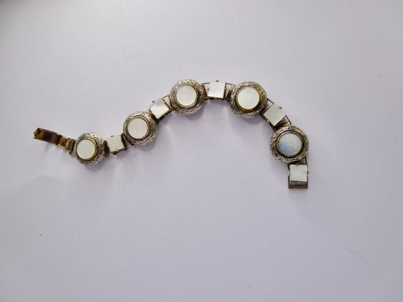 vintage mid-century mother of pearl and silver br… - image 6