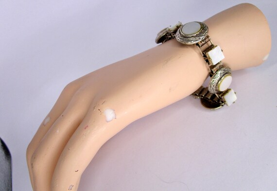 vintage mid-century mother of pearl and silver br… - image 2