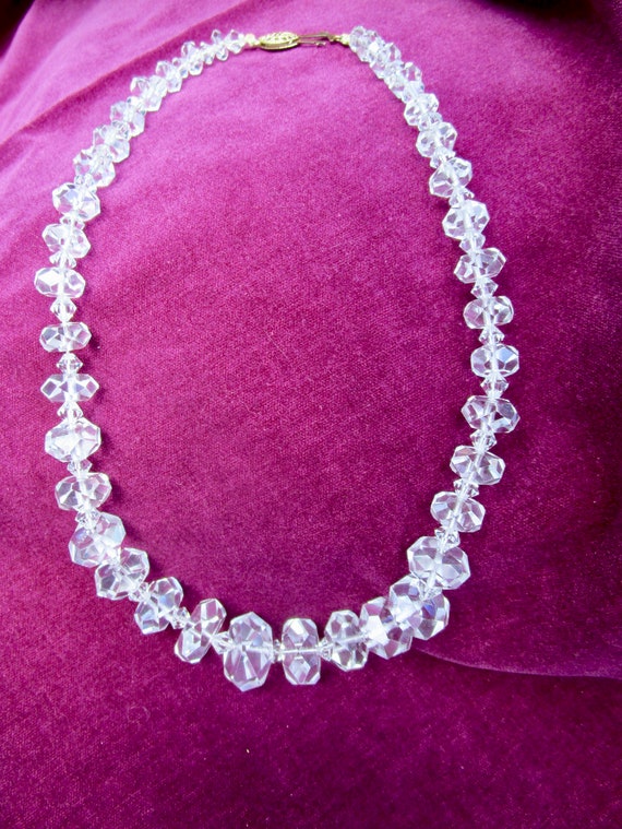 vintage crystal necklace of hand-faceted graduate… - image 5